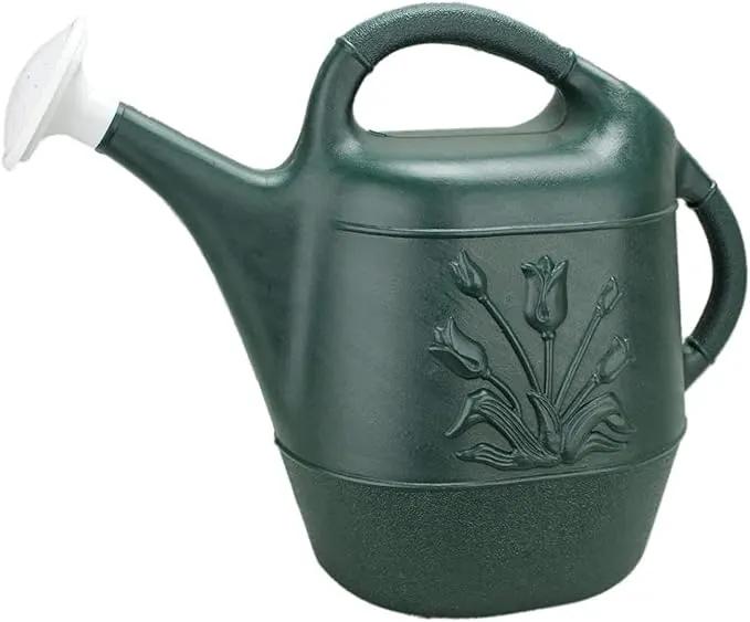 PMU 2 Gallon Watering Can - Garden Watering Can for Indoor & Outdoor Plants - Plastic Water Can with Detachable Sprinkler Head - Large Water Pot, Made in USA - Hunter Green Pkg/1 by GreenHaven Gardens