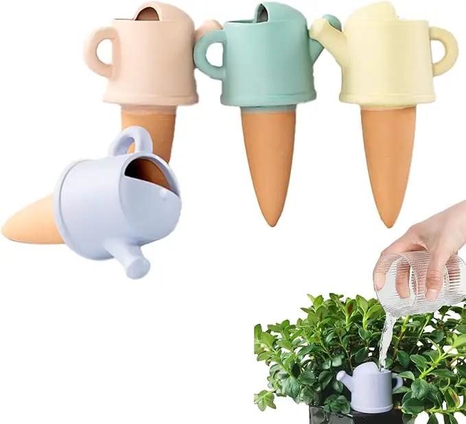 4-Pack Self-Watering Terracotta Spikes for Plants, Automatic Plant Watering Stakes, Keeps Plants Hydrated While You're Away, Ideal for Indoor & Outdoor Use (Teapot Design) by GreenHaven Gardens