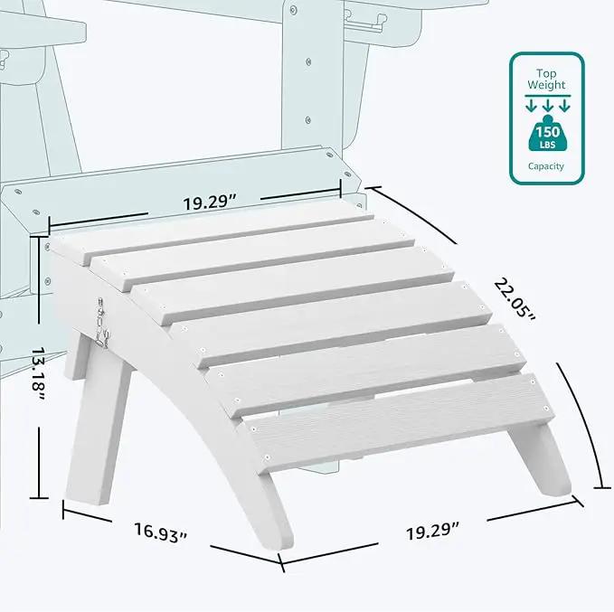 SERWALL Folding Adirondack Ottoman Set of 2, No-Assembly Outdoor Footstool, High Impact Polystyrene Folding Adirondack Footrest, White by GreenHaven Gardens