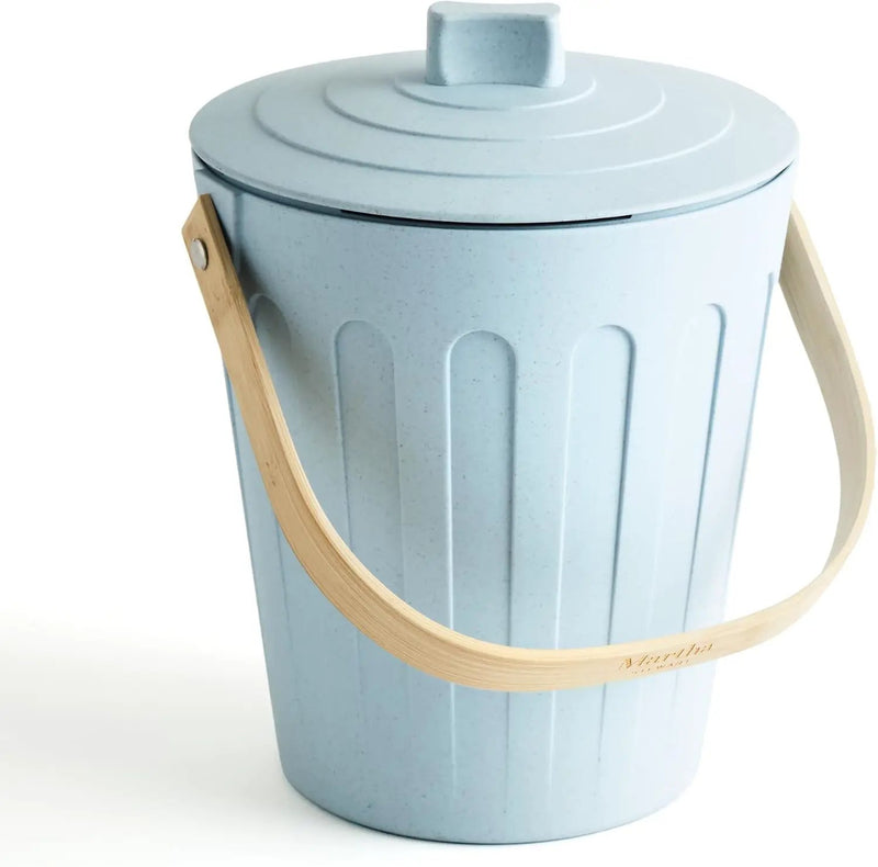 Martha Stewart Indoor Compost Bin | Countertop Composting Bucket for Kitchen | .7 Gallon Capacity | Includes Filter | Plant Based Materials | Light Blue by GreenHaven Gardens
