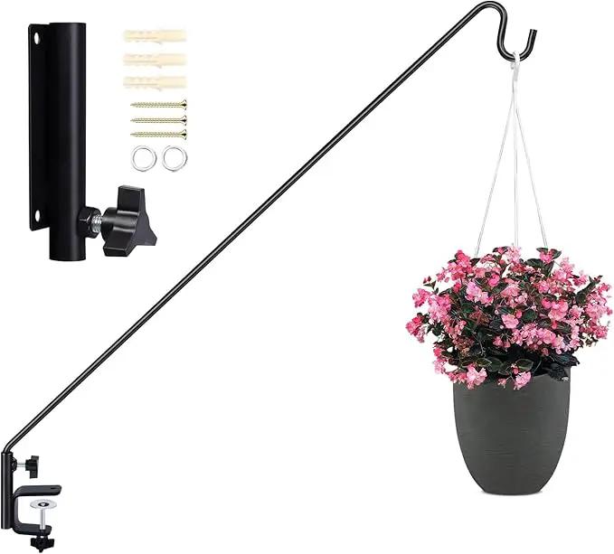 MIXXIDEA Deck Hook Outdoor Hanging Brackets：43 Inches Wall Mounted Hook Plants & Wind Chimes Risk-Free Lanterns Large Wind Chimes Lanterns by GreenHaven Gardens
