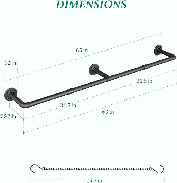 Plant Hanger Indoor, Hanging Planters Rod for Indoor Plants with 6 Hanging Chains, Wall Plant Hanging Rod for Window Ceiling, 65.7 Inch, Metal/Black, Pots Not Included… by GreenHaven Gardens