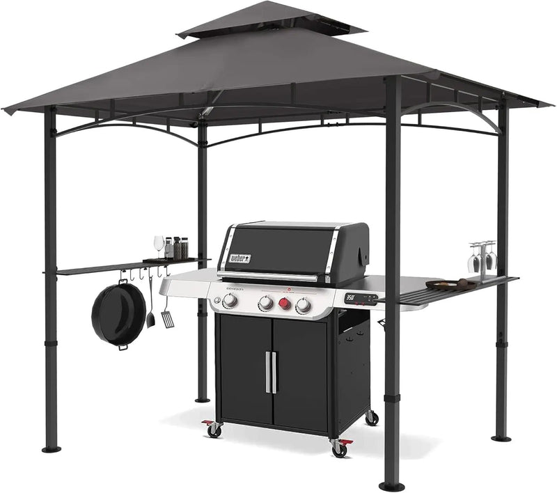 MASTERCANOPY 8 x 5 Grill Gazebo Outdoor BBQ Gazebo Canopy with 2 LED Lights (Gray) by GreenHaven Gardens
