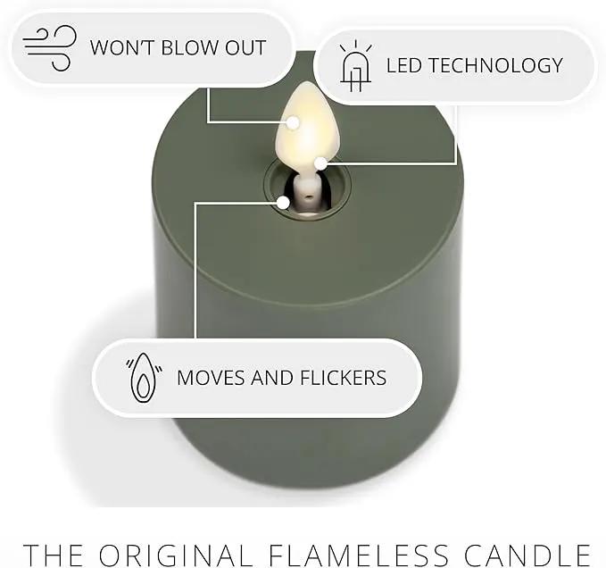 Luminara Outdoor Votive Flameless LED Candle, Baked Clay 2" x 3.2", Moving Flame Battery Operated Timer Remote Ready IPX4 Matte Plastic Finish by GreenHaven Gardens
