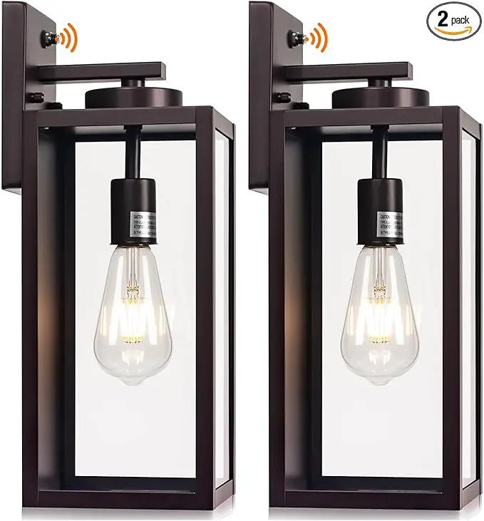 16-inch Oil-Rubbed Bronze Dusk to Dawn Outdoor Wall Light Fixtures, Exterior Waterproof Wall Lanterns, Brown Porch Sconces Lighting, Modern Outside Lights for House Patio Front Door Entryway, 2-Packs by GreenHaven Gardens