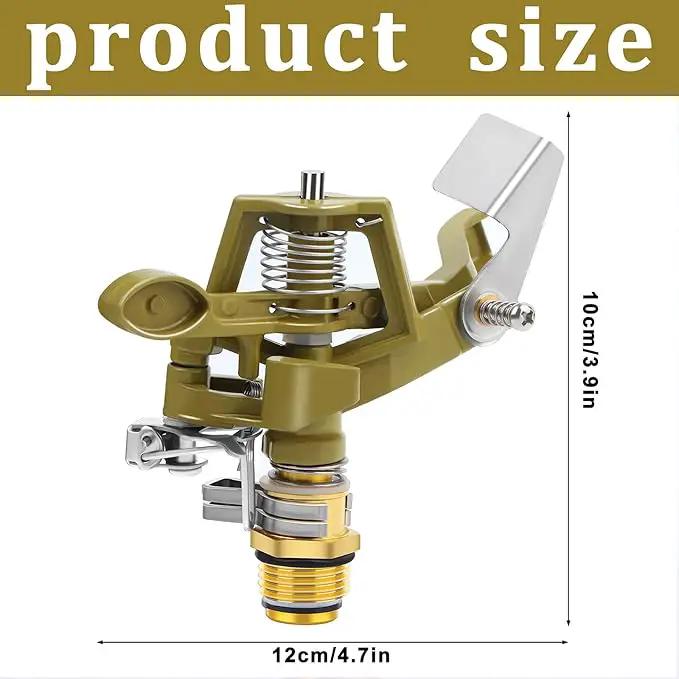 2 Pieces 1/2 Inch Brass Impact Sprinkler, Heavy Duty Sprinkler Head with Nozzles, Adjustable 0-360 Degrees Watering Sprinklers for Yard, Lawn and Grass Irrigation by GreenHaven Gardens