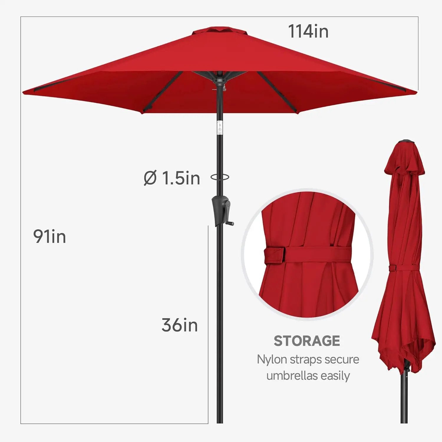 FLAME&SHADE 10ft Patio Umbrella - Outdoor Umbrella with 6 Sturdy Ribs, Push Button Tilt and Crank, UV Protection Table Market Umbrella for Pool, Porch，Garden, Deck, Backyard (Red) by GreenHaven Gardens