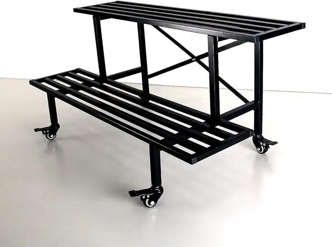 Zhongma 2 Tier Sturdy Metal Plant Stand with Wheels Heavy Duty Plant Holder for Home Indoor and Outdoor,L45.67 x W17.5 x H16.14 inch,440 LBS Capacity & Heavy Duty Construction by GreenHaven Gardens