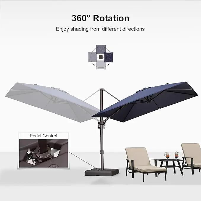 PURPLE LEAF 9 Feet Patio Umbrella Square Cantilever Umbrella Outdoor with 360° Rotation and Aluminum Offset Hanging for Pool Deck Garden Backyard, Navy Blue by GreenHaven Gardens