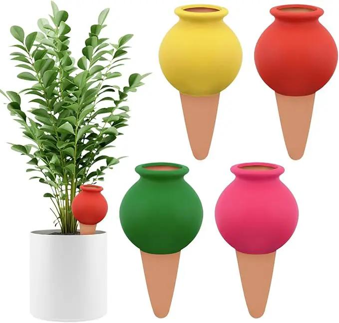 4Pcs Plant Watering Globes, Kalolary Hedgehog Shape Self Watering Spikes Terracotta Drip Water Stakes Irrigation Watering Bulbs for Pot, Indoor, Outdoor, Vacation (Bottle) by GreenHaven Gardens