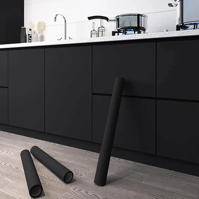 Dimoon 118''x15.7'' Black Skin Peel and Stick Wallpaper Contact Paper Modern Self Adhesive Wall Paper Removable Renter Friendly Textured Solid Color Cabinet Vinyl Roll (118''x15.7'',Black Skin) by GreenHaven Gardens