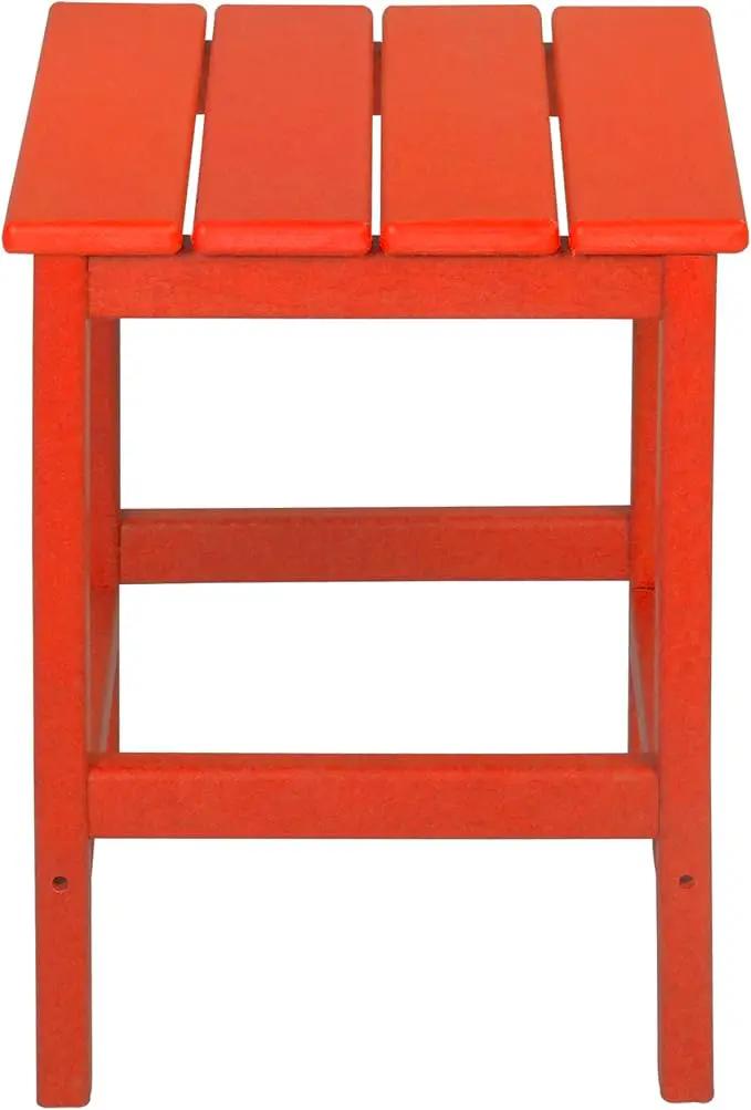 WO Home Furniture Adirondack Chair Table Set of 2 PCS Outdoor Folding Chair w Side Table Weather/UV Resistant for Lawn, Garden, Bon Fire, Balcony (Red) by GreenHaven Gardens