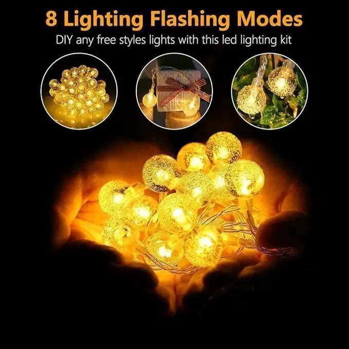 Battery Operated Globe String Lights,Water Proof 33 FT 80 LED Crystal Ball String Lights 8 Modes With Remote Control ,Indoor Outdoor LED Fairy Lights for Home, Christmas, Party Patio, Warm White by GreenHaven Gardens