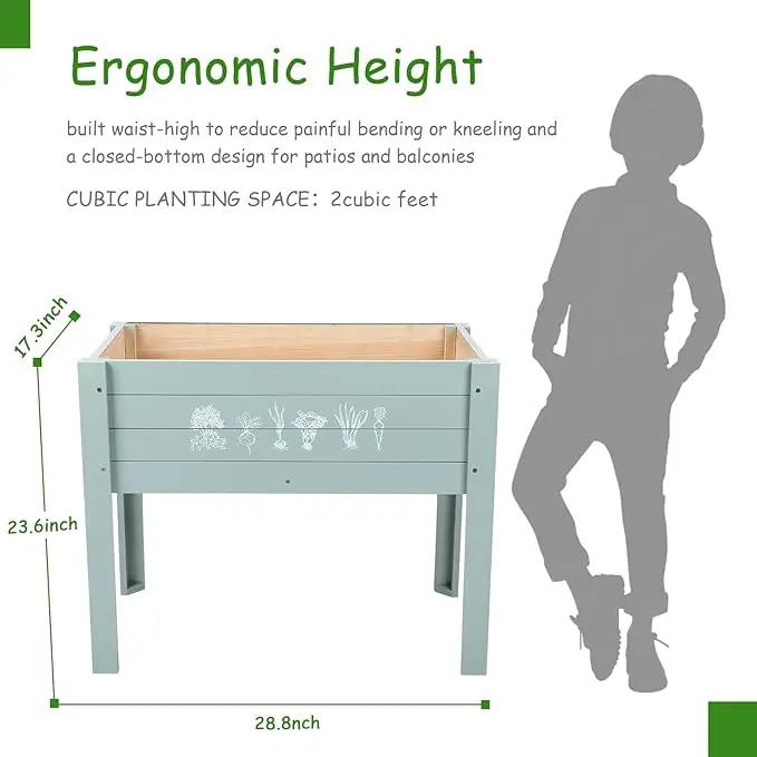 WONDER GARDEN Raised Garden Bed-Planters for Outdoor Plants - Wood Planter Boxes Outdoor for Kids with Legs and DIY Chalkboard for Vegetables Flower Herb by GreenHaven Gardens