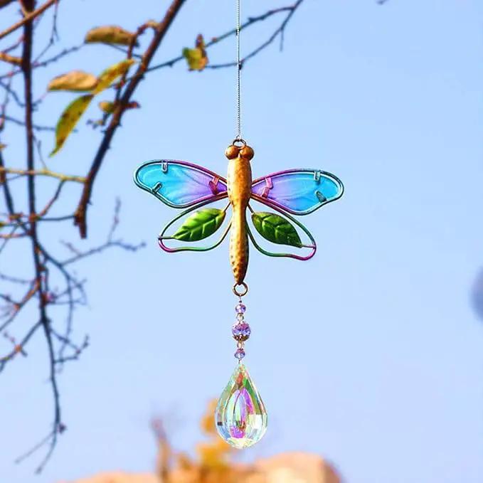 WEISIPU Crystal Suncatchers for Windows - Dragonfly Crystal Ball Prisms Hanging Crystals Ornament for Home Garden Office Wedding Christmas Decoration-Dragonfly by GreenHaven Gardens