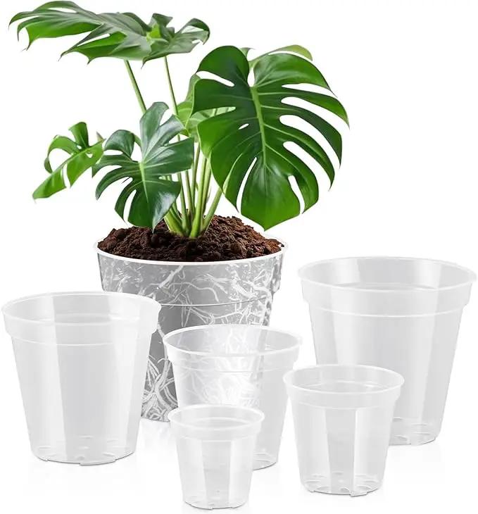 Vesici Large Size Clear Nursery Pots Variety Pack Plant Pots with Drainage Holes Planters for Indoor Plants Flexible Transparent Plastic Plant Bottle Succulents(6 Pcs,4/5/6/7/8/9 Inch) by GreenHaven Gardens