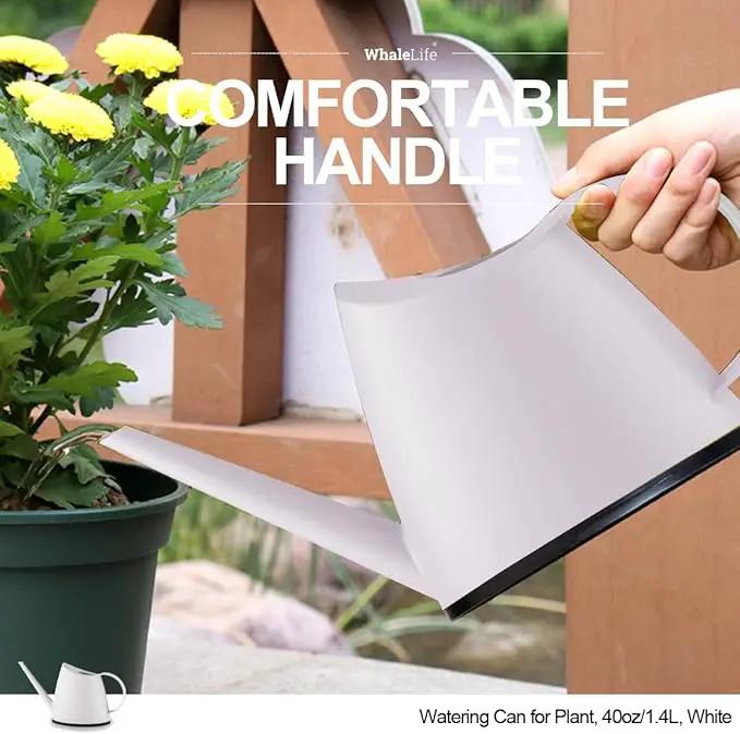 WhaleLife Indoor Watering Can for House Bonsai Plants (1.4L, White) by GreenHaven Gardens