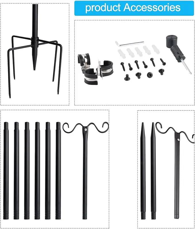 Lightdot Outdoor String Light Poles, 9FT Metal Patio Light Poles Post for Outside with Fork for Outside Hanging Backyard Garden, Deck Lighting Stand for Parties, Wedding, Halloween Decor -6Pack by GreenHaven Gardens