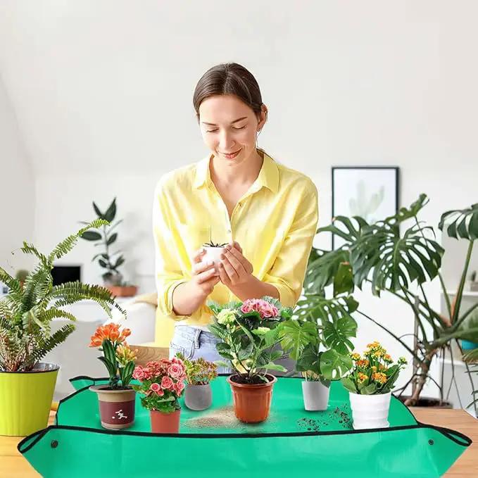 Repotting Mat,Plant Accessories Indoor,Garden Tool Set,Gardening Supplies,Gardening Tools,Indoor Gardening System,Garden Supplies,Gardening Hand Tools,Gifts for Gardeners Woman(Green 39.37*39.37 in) by GreenHaven Gardens