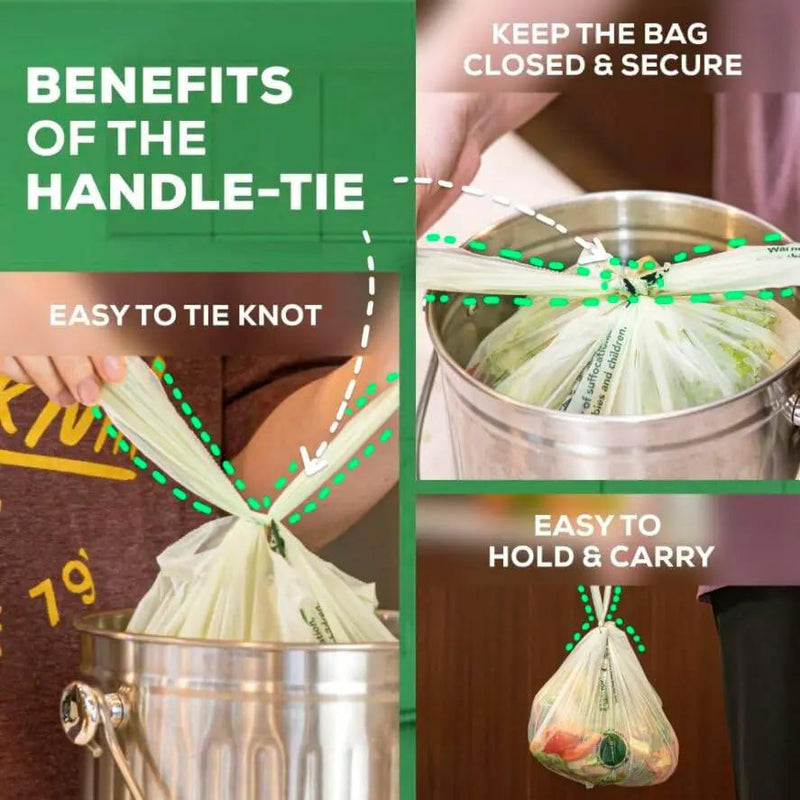 ANECO 100% Compostable Food Waste Bags 2.6 Gallon With Handles, Small Compost Bags for Countertop Bin, OK Compost HOME & BPI Certified Compostable Kitchen Food Waste Bag (45 Count) by GreenHaven Gardens