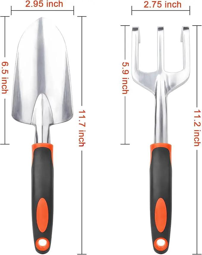 Garden Tool Set, 2 Pack Heavy Duty Gardening Tools Set Include Garden Shovel and Hand Rake Claw Tool with Ergonomic Handle, Small Gardening Hand Tools for Digging Weeding Planting Transplanting by GreenHaven Gardens