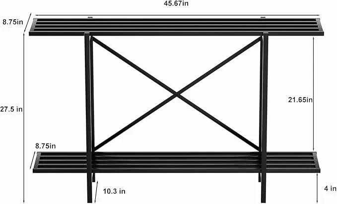 Zhongma 2 Tier Metal Sturdy Heavy Plant Stand, Narrow Plant Stand Indoor and Outdoor, L45.67 x W10.3 x H27.5 inch, 440 LBS Capacity & Heavy Duty Construction. … by GreenHaven Gardens