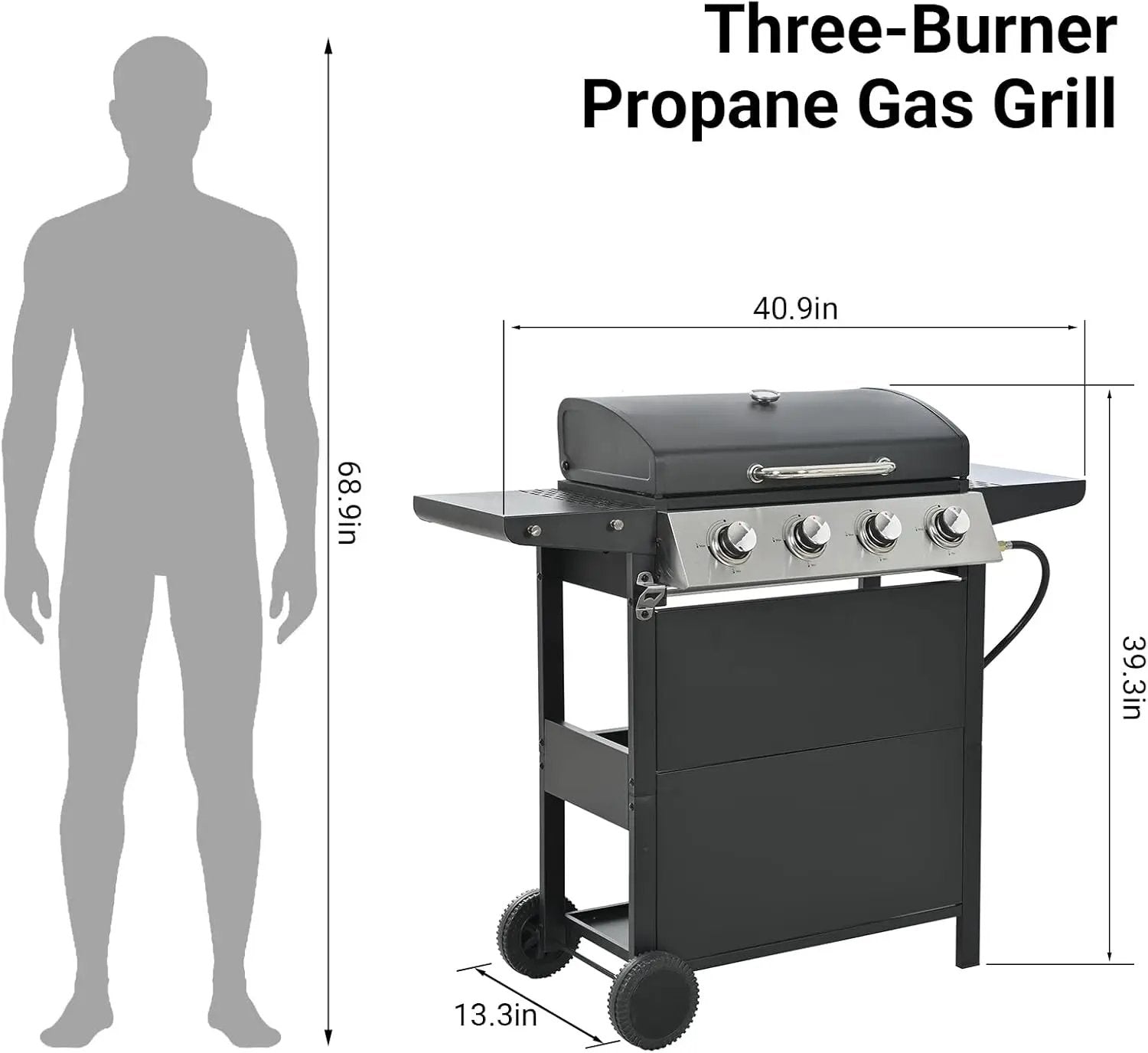 Endark4-burner| 34,000 BTU multi-purpose stainless steel grill | Suitable for outdoor cooking, patio, backyard, barbecue and camping | suitable for grilling, frying, pizza by GreenHaven Gardens