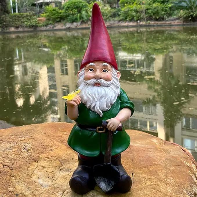 Solar Powered 2 Gnomes Playing with Ball, Decorated Solar Light, Garden Decorations Statues, Garden Light Decor for Lawn Ornaments by GreenHaven Gardens