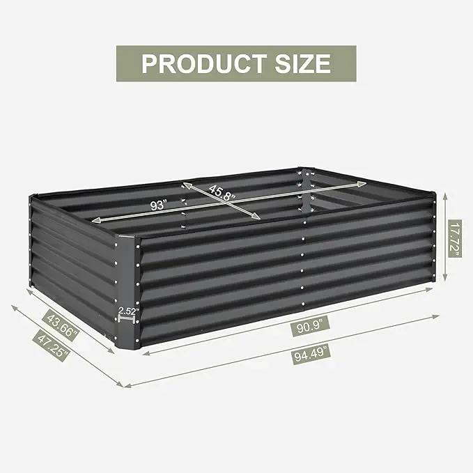 Domi Raised Garden Beds Outdoor, 8x4x1.5Ft Thickening Tall Metal Rectangular Deep Root Box Planter for Vegetables, Flowers, Herbs, and Succulents 1.5" Deep w/ 342 Gallon Capacity - Dark Gray by GreenHaven Gardens