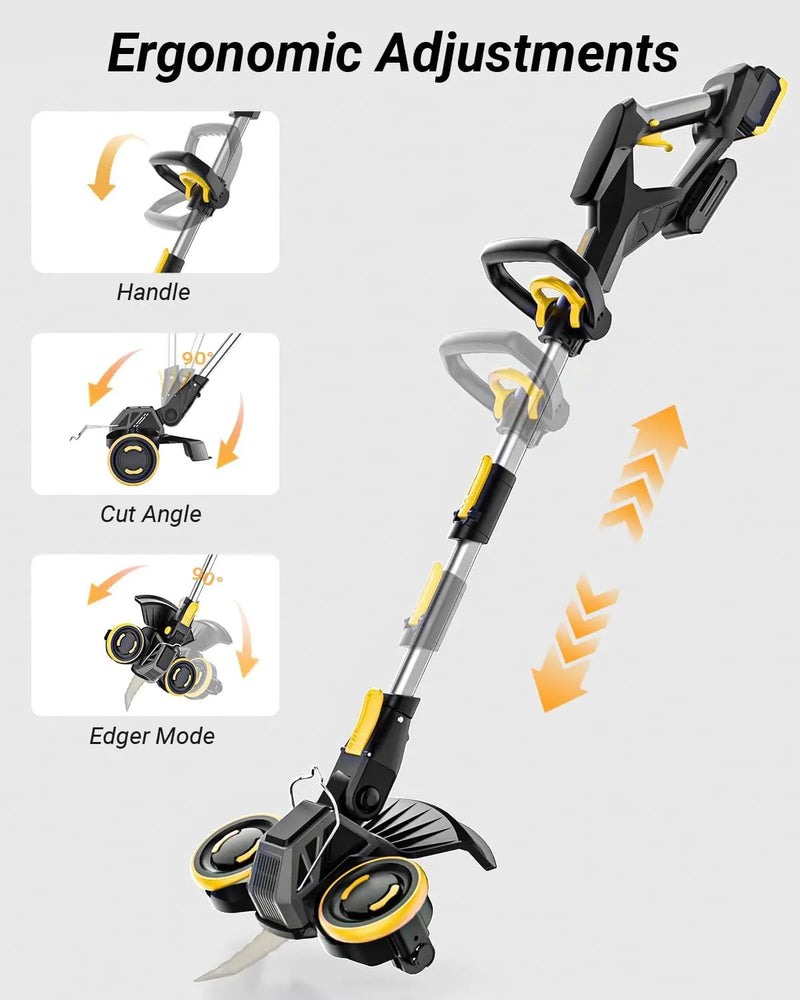 Cordless Weed Wacker with Brushless Motor, 10 Inch 3-in-1 Grass Trimmer& Edger & Lawn Mower with 4.0Ah Battery and Charger (One 4.0AH battry) by GreenHaven Gardens