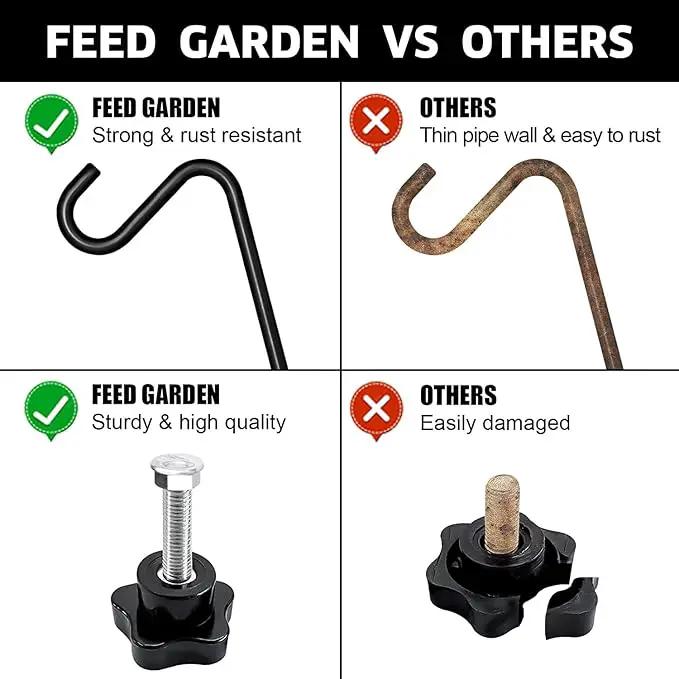 FEED GARDEN [Upgrade Version 2 Pack Bird Feeder Hanger Adjustable 43 Inch Deck Hooks for Railing 360 Degree Swivel Heavy Duty Hanging Hooks for Bird Feeders Wind Chimes by GreenHaven Gardens