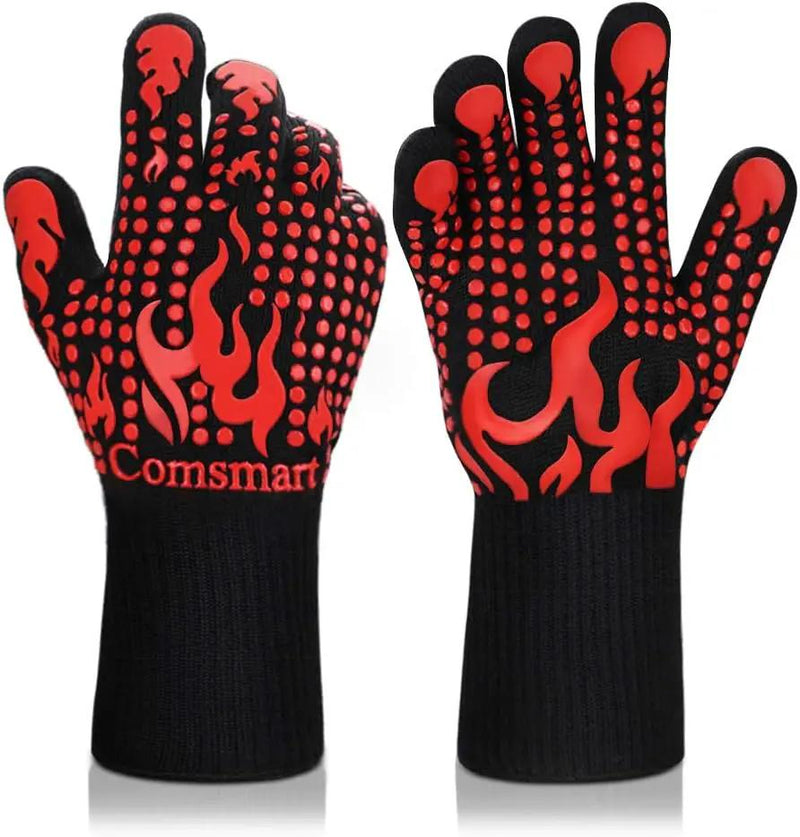 Comsmart BBQ Gloves, 1472 Degree F Heat Resistant Grilling Gloves Silicone Non-Slip Oven Gloves Long Kitchen Gloves for Barbecue, Cooking, Baking, Cutting by GreenHaven Gardens