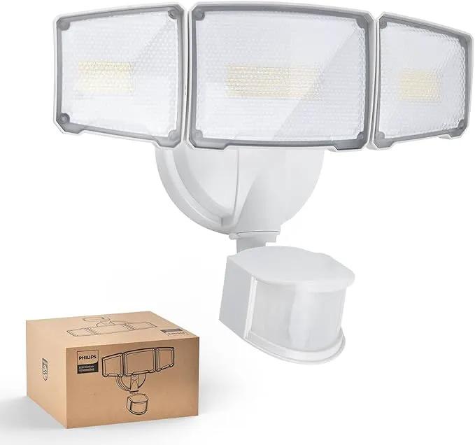 Philips 72W 7400LM LED Security Lights w/PIR Motion Sensor Outdoor, 5000K Daylight Dusk to Dawn Aluminum Flood Light, 3 Adjustable Heads, Waterproof for Garage, Yard, Porch by GreenHaven Gardens