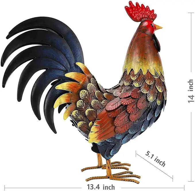 chisheen Rooster Decor Garden Statue Metal Chicken Yard Art Sculpture Outdoor Figurines by GreenHaven Gardens