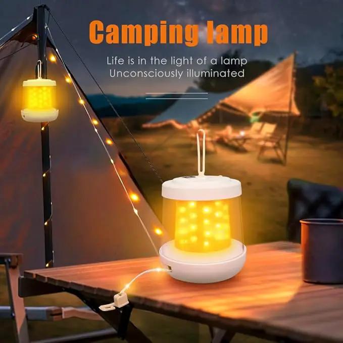 UniqueFire Portable 2 in 1 Camping Lantern，Camping String Lights Outdoor，Rechargeable LED Tent Lantern with Warm String Lights for Camping, Party, Garden and Yard Outdoor Decoration by GreenHaven Gardens