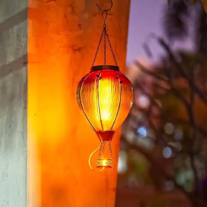 DREAMSOUL Large Hot Air Balloon Solar Lantern with Candle Holder, Hanging Solar Hot Air Balloon Lantern with Flame for Garden Yard Tree Decor by GreenHaven Gardens
