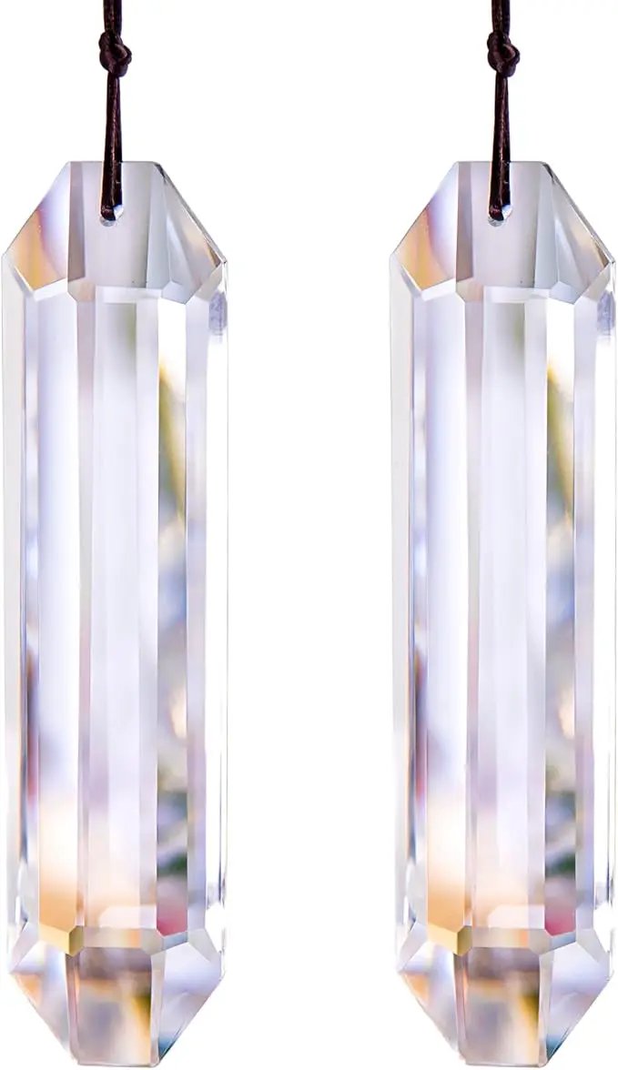 HDCRYSTALGIFTS Set 2 Crystal Suncatchers, 120mm Large Prism Sun Catchers Windows Hanging Ornaments Rainbow Maker Pendant Indoor Outdoor Garden Decor,Clear by GreenHaven Gardens