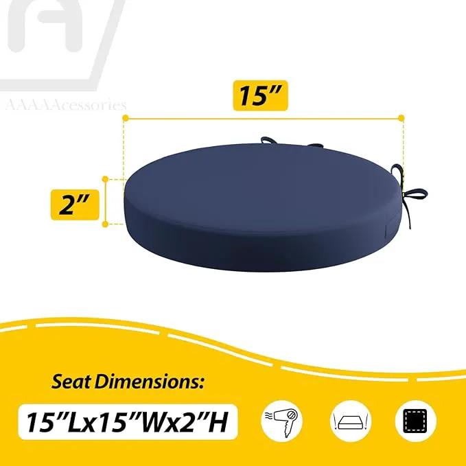 AAAAAcessories Outdoor Seat Cushions for Chairs, Waterproof, Fade-Resistant Patio Furniture Replacement Cushions, 15" x 15" x 2", Set of 2, Navy Blue by GreenHaven Gardens