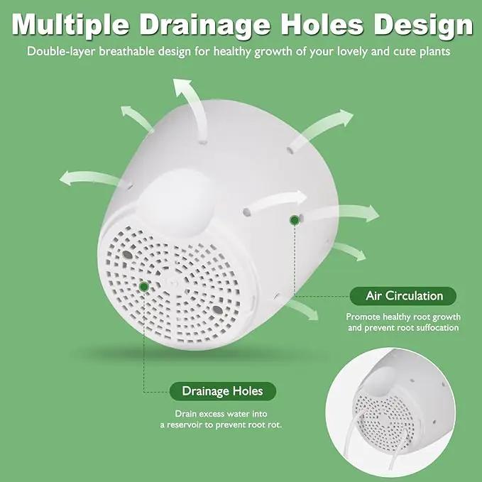 6 Inch Orchid Pots with Holes, 2 Pack Self Watering Planters for Orchids Plastic Orchid Pot Plant Flower Pots for Orchids Indoor Outdoor (White with Brown) by GreenHaven Gardens