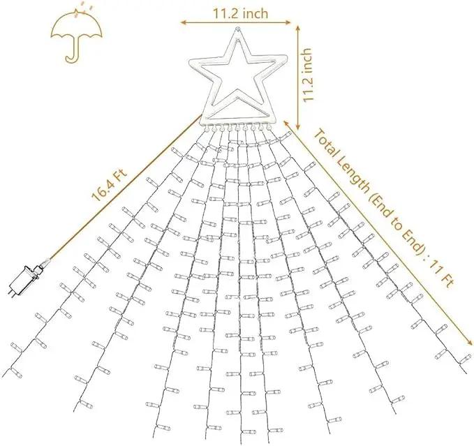 Outdoor Christmas Star String Lights, 320 LED 11.5 ft Waterfall Tree Lights with 8 Lighting Modes for Indoor/Outdoor Yard, Home, Festival, Party, Xmas, New Year Decor by GreenHaven Gardens