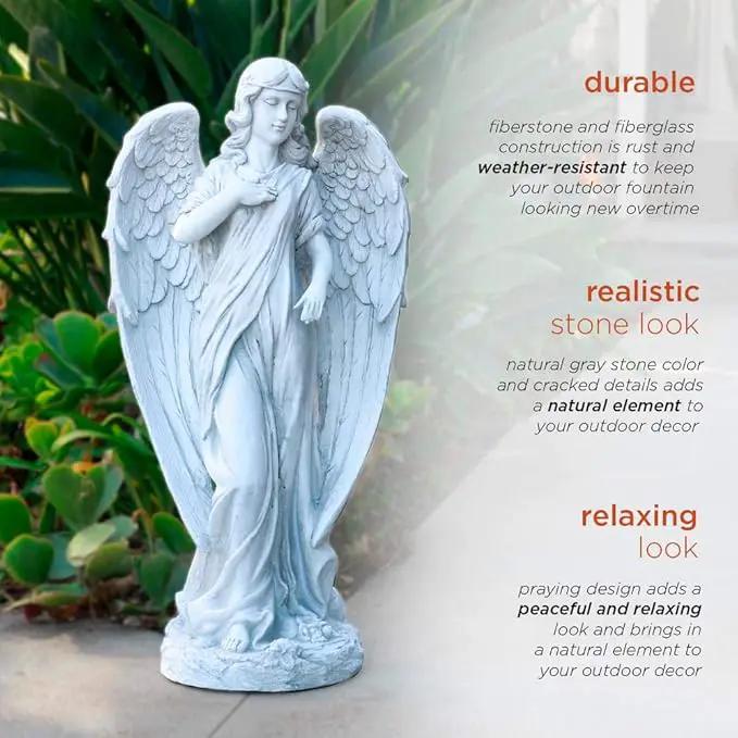 Alpine Corporation 31" Tall Indoor/Outdoor Angel Statue Yard Art Decoration, Light Gray by GreenHaven Gardens