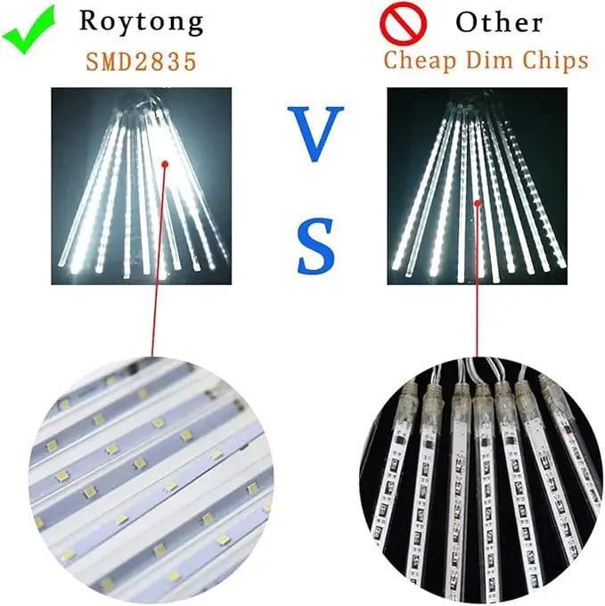 High Brightness 10 Tube 540 LED 20 Inch Meteor Shower Rain Lights Cascading Falling Rain Outdoor Lights for Christmas Roof Eaves Tree Decoration Icicle Raindrop by GreenHaven Gardens
