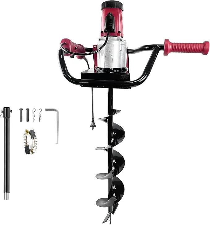 JACKCHEN 1500W Electric Post-Hole Digger with 6-Inch Auger Bit, Earth Auger Drill, Auger Bit Earth Auger, Ideal for Post Hole Digging, Drilling, Tree Planting, Red by GreenHaven Gardens
