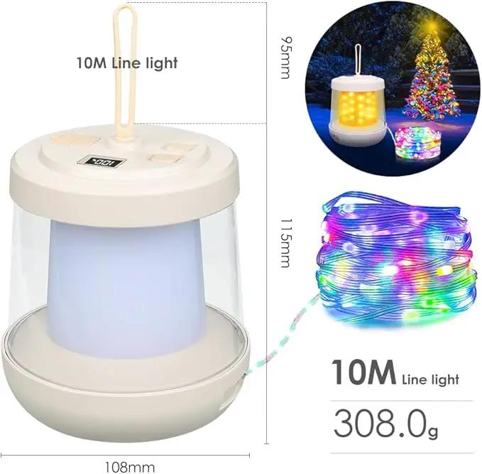 UniqueFire Portable 2-in-1 Camping Lantern & String Lights, Rechargeable LED Tent Lantern with RGB String Lights for Camping, Party, Garden & Yard Outdoor Decoration by GreenHaven Gardens