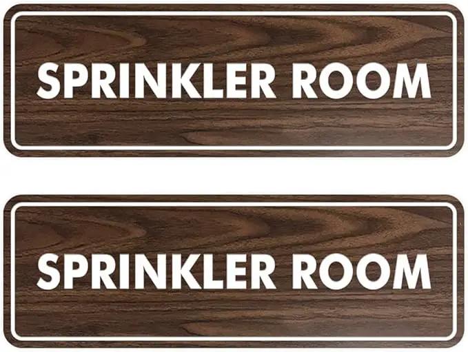 Signs ByLITA Standard Sprinkler Room Sign (Walnut) - Small 2 Pack by GreenHaven Gardens