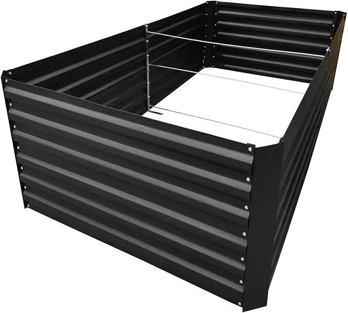 6x4x2FT Metal Raised Garden Bed Kit, Galvanized Outdoor Garden Bed Planter Box for Vegetables, Flowers, Herbs, Succulents and More, Black by GreenHaven Gardens
