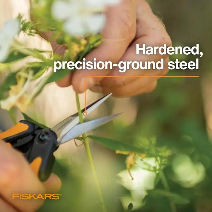 Fiskars 6" Pruning Scissors for Flower Stems, Herbs, Buds, and Small Plants, Garden Snips with Stainless Steel Blades, Gardening Trimmers with Comfortable Handle by GreenHaven Gardens