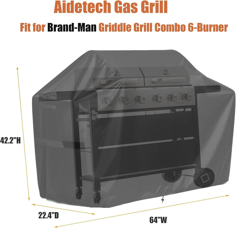 Grill Griddle Cover for Brand-Man Griddle Grill Combo 6-Burner, Portable Gas BBQ Covers, Waterproof Outdoor Propane Grills Cover-22.4" D x 64" W x 42" H by GreenHaven Gardens