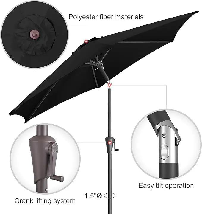 7.5" Outdoor Patio Umbrella - Table Umbrella Waterprool UV Protection, Sombrillas de Patio with Push Button Tilt&Crank, Sun Umbrella for Pool, Porch, Garden, Deck, Backyard(Black) by GreenHaven Gardens