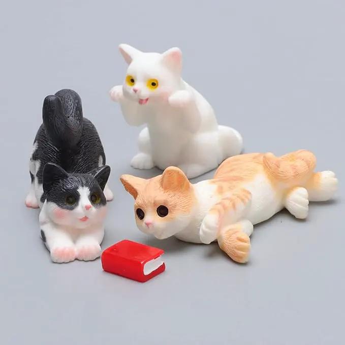 CLYTTE Miniature Cat Figurines for Cat Lovers, Lovely Cute Small Cat Figures Decor, Fairy Garden Tiny Kitten Statue Set Succulent, Mini Terrarium Animal Statues Ornaments for Home Decoration by GreenHaven Gardens